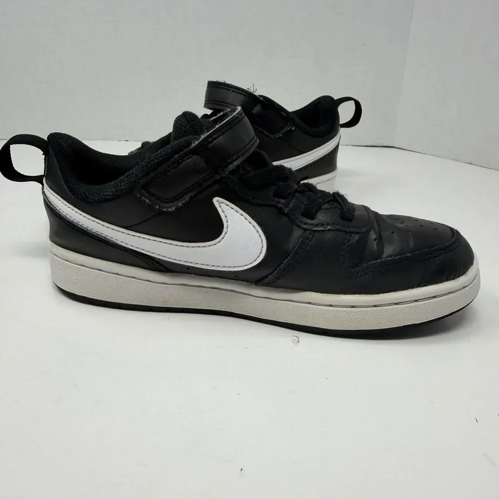 NIKE Court Borough Low 2 BQ551-002 Boy’s 2Y Black White Shoes Sneakers Low Top